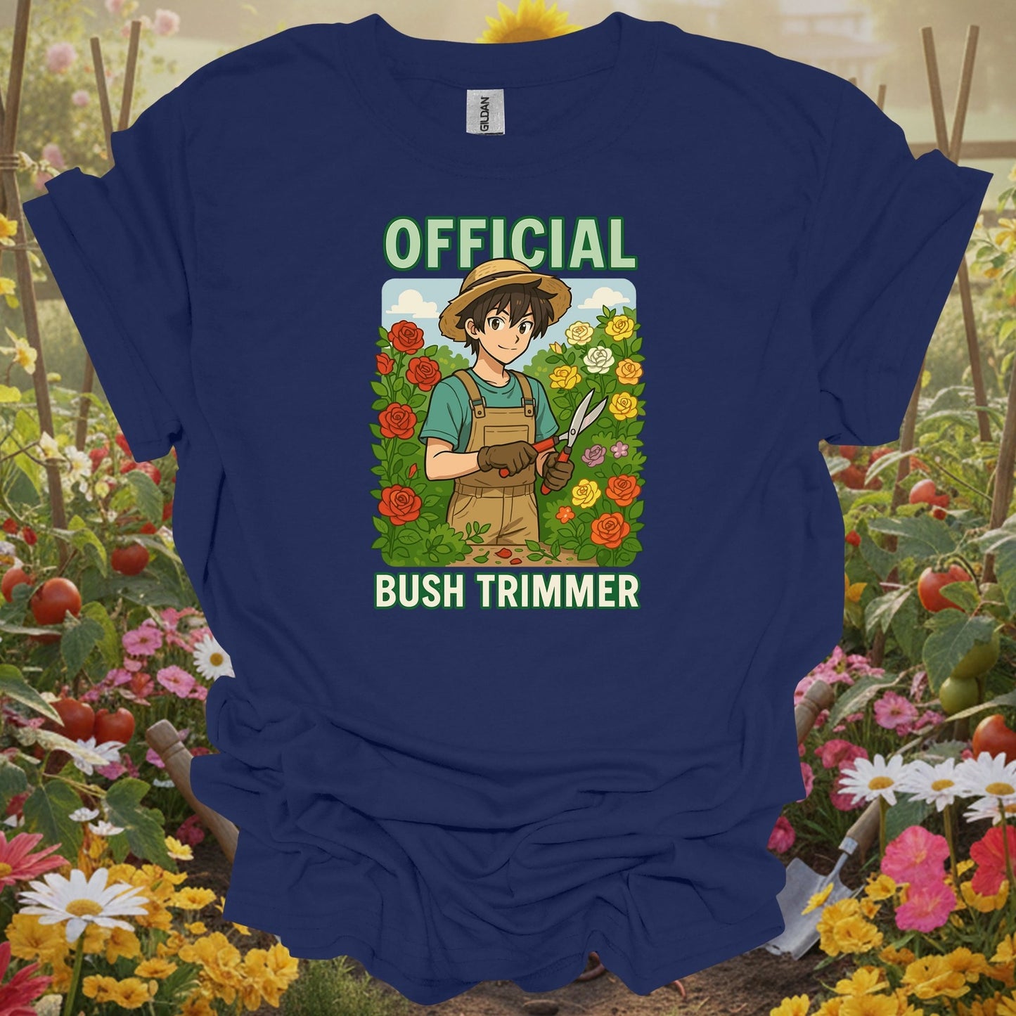 Navy  top showing anime official bush trimmer funny gardening for fun-loving growers
