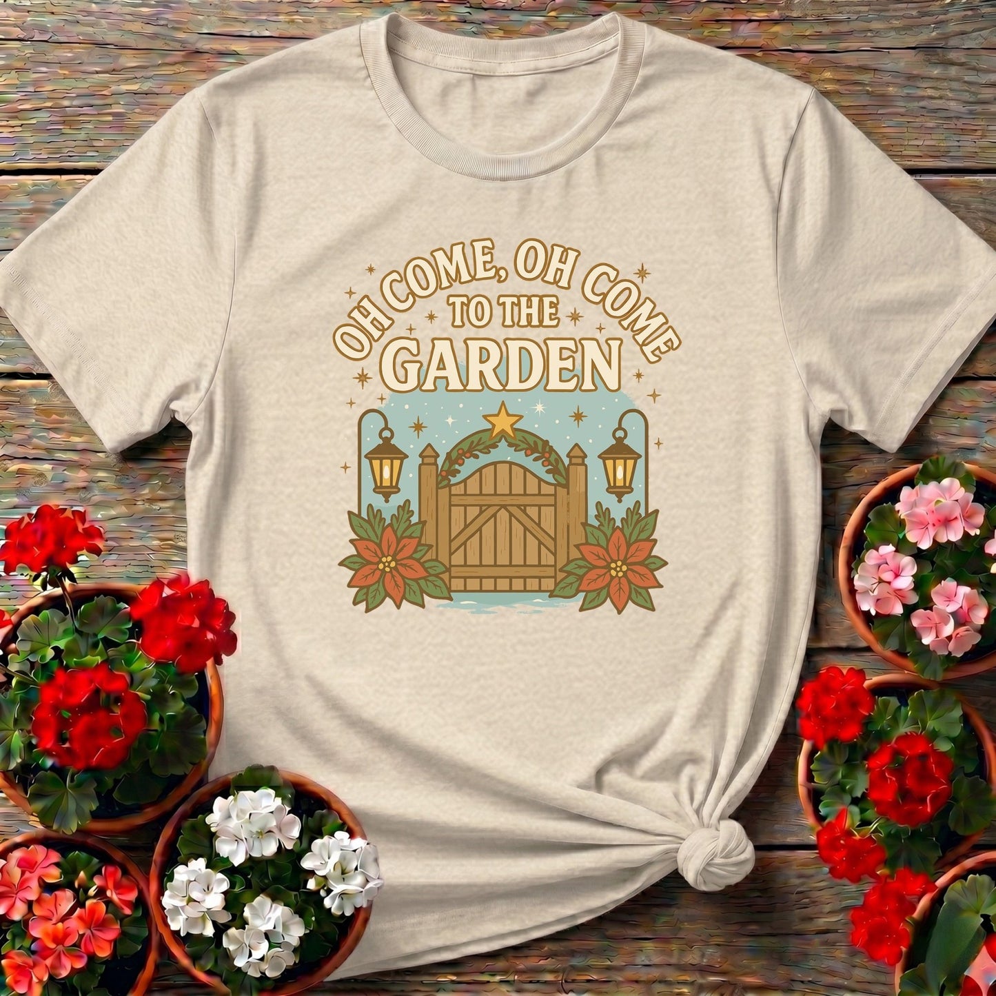 Oh Come To The Garden Festive Holiday T-shirt - GardeningTshirts