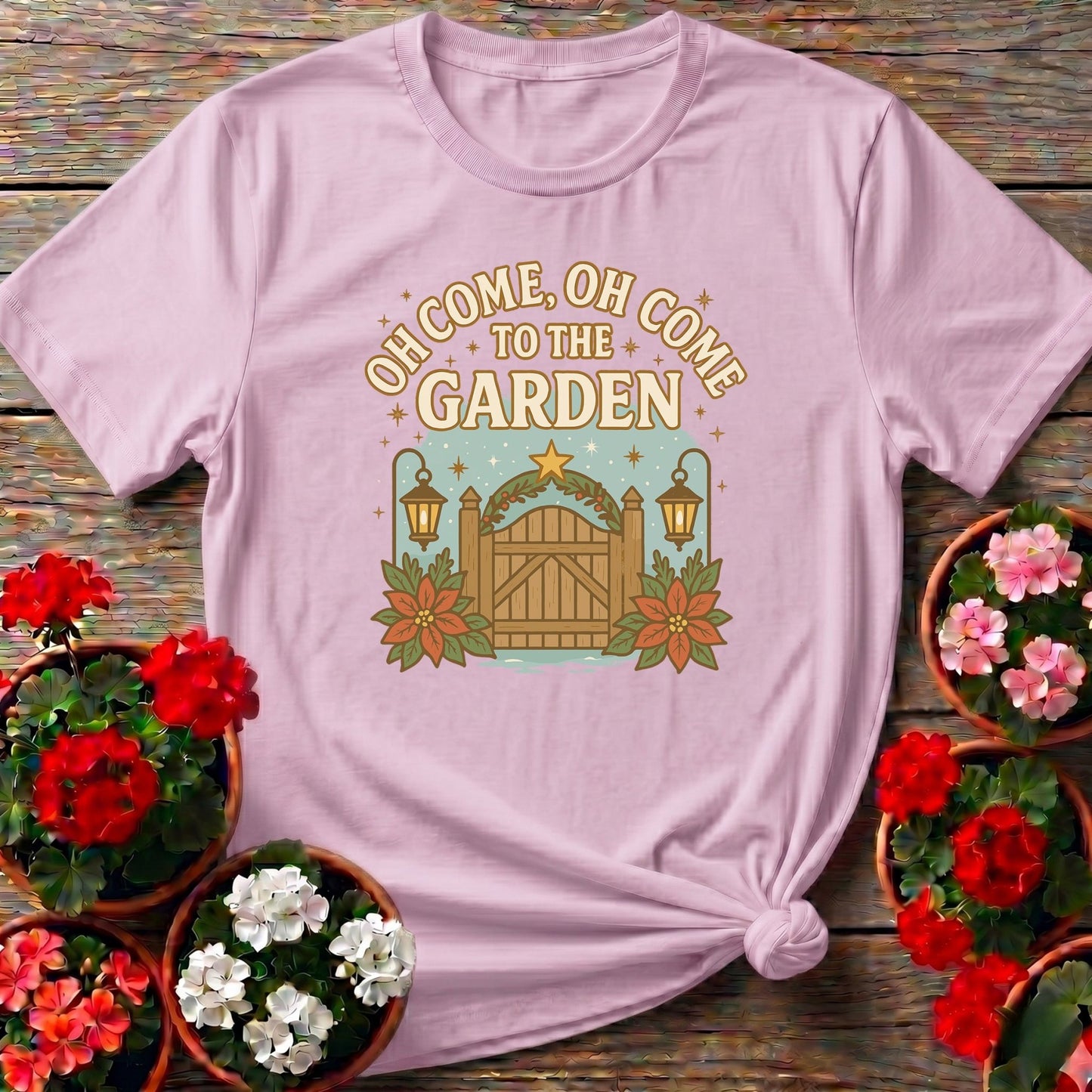 Oh Come To The Garden Festive Holiday T-shirt - GardeningTshirts