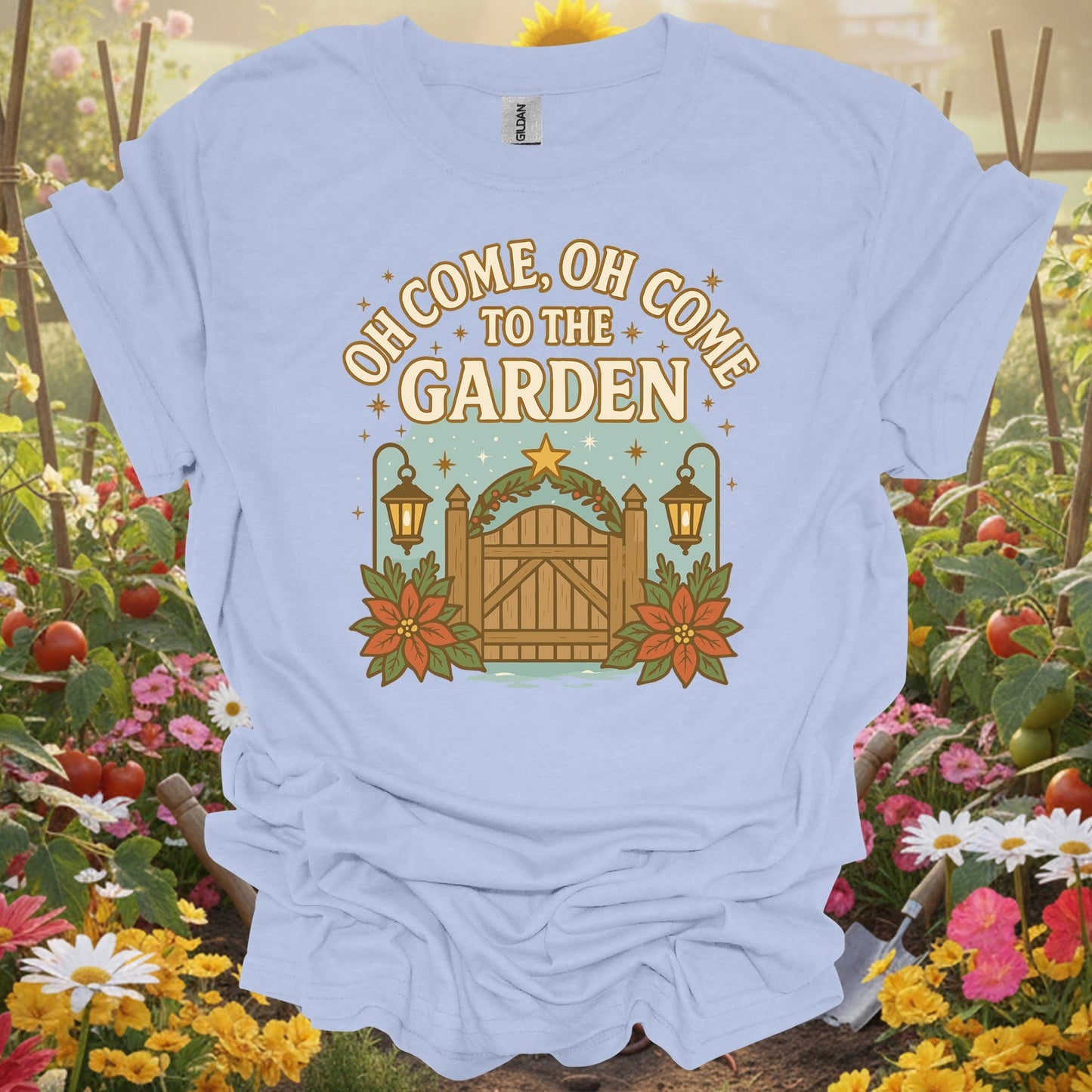 "Oh Come To The Garden" Festive Holiday T-Shirt - GardeningTshirts