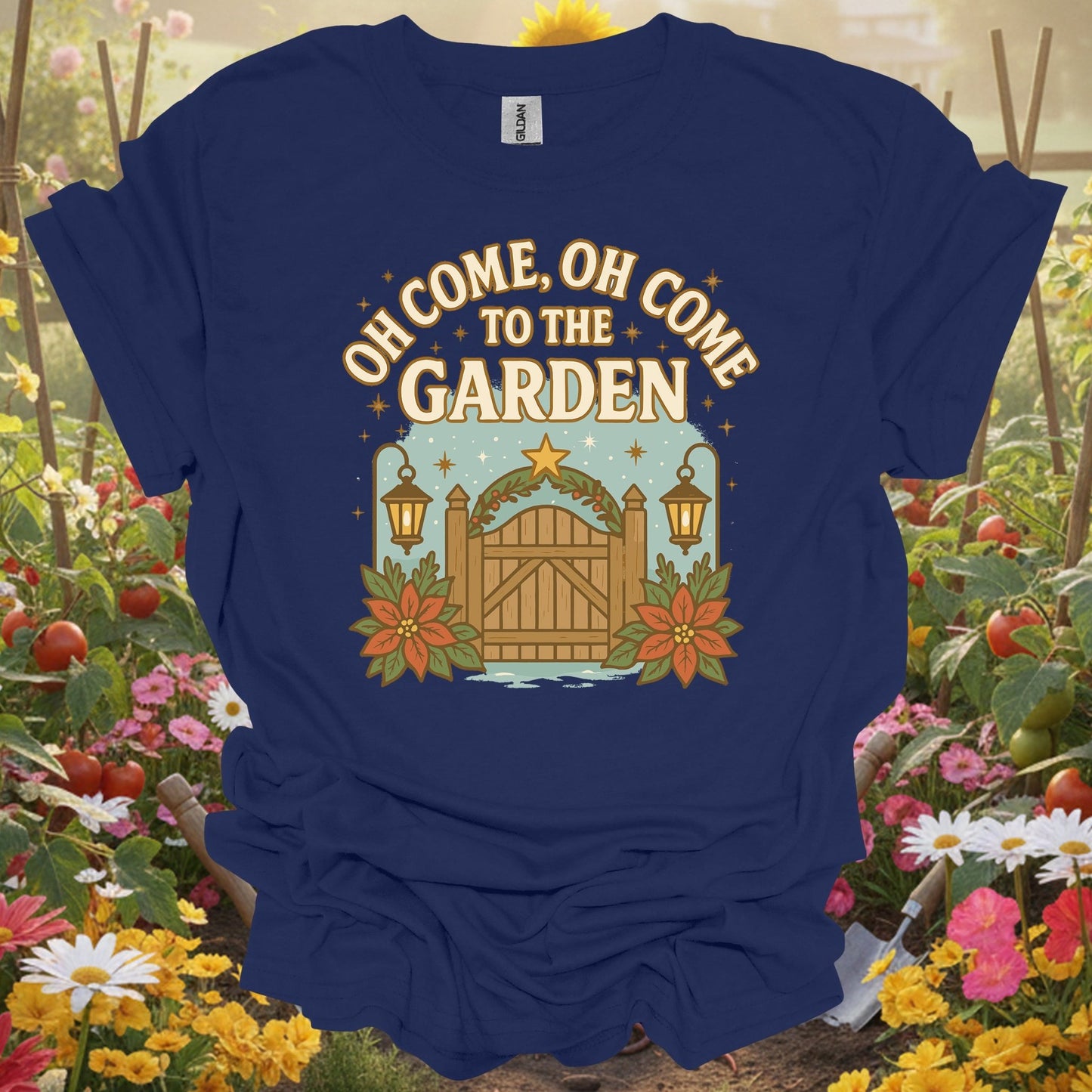 "Oh Come To The Garden" Festive Holiday T-Shirt - GardeningTshirts