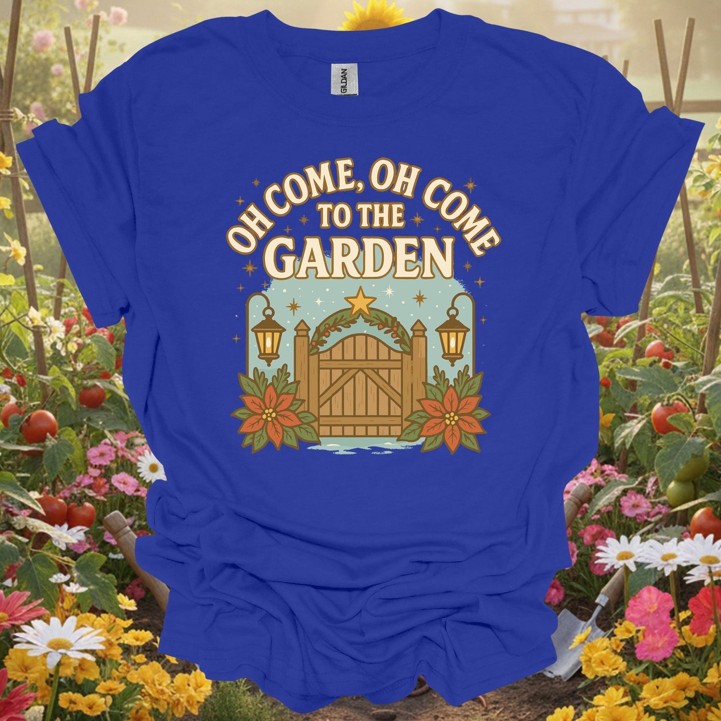 "Oh Come To The Garden" Festive Holiday T-Shirt - GardeningTshirts