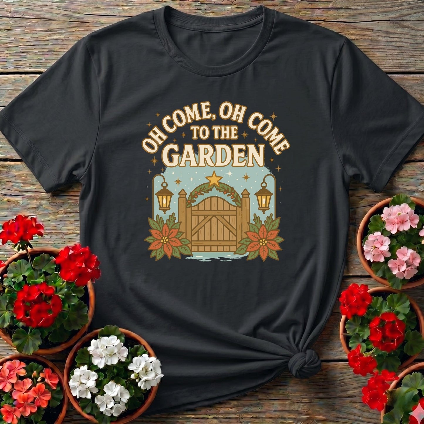 Oh Come To The Garden Festive Holiday T-shirt - GardeningTshirts