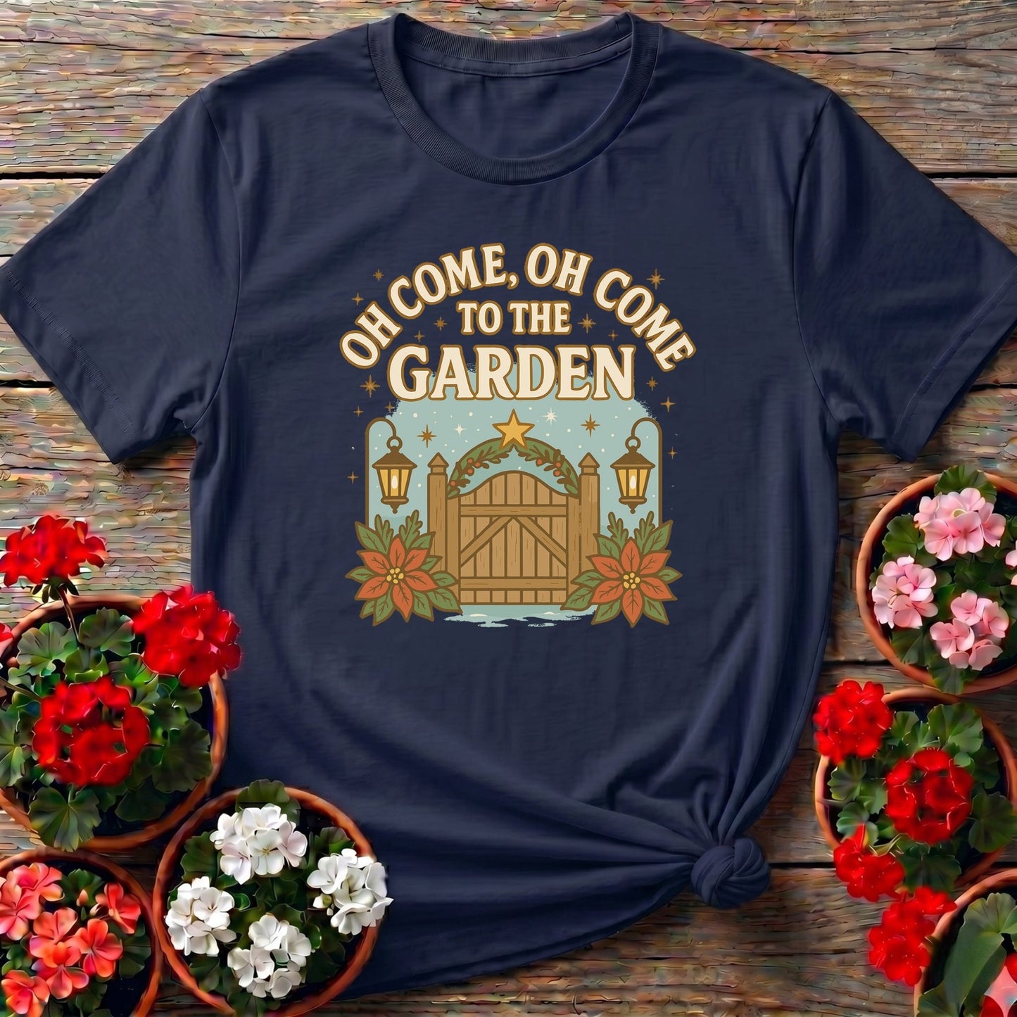 Oh Come To The Garden Festive Holiday T-shirt - GardeningTshirts