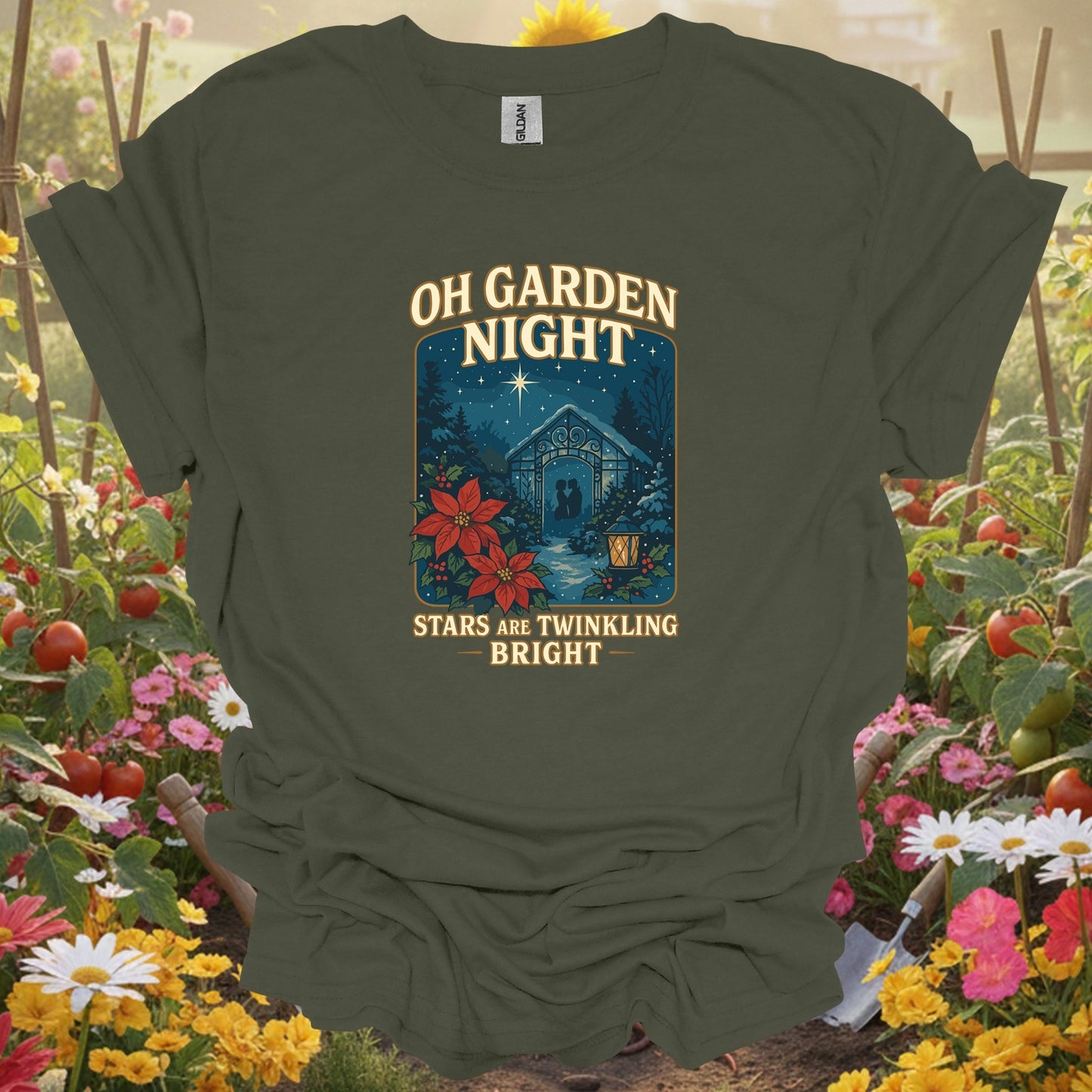 "Oh Garden Night" Romantic Christmas T-Shirt - GardeningTshirts