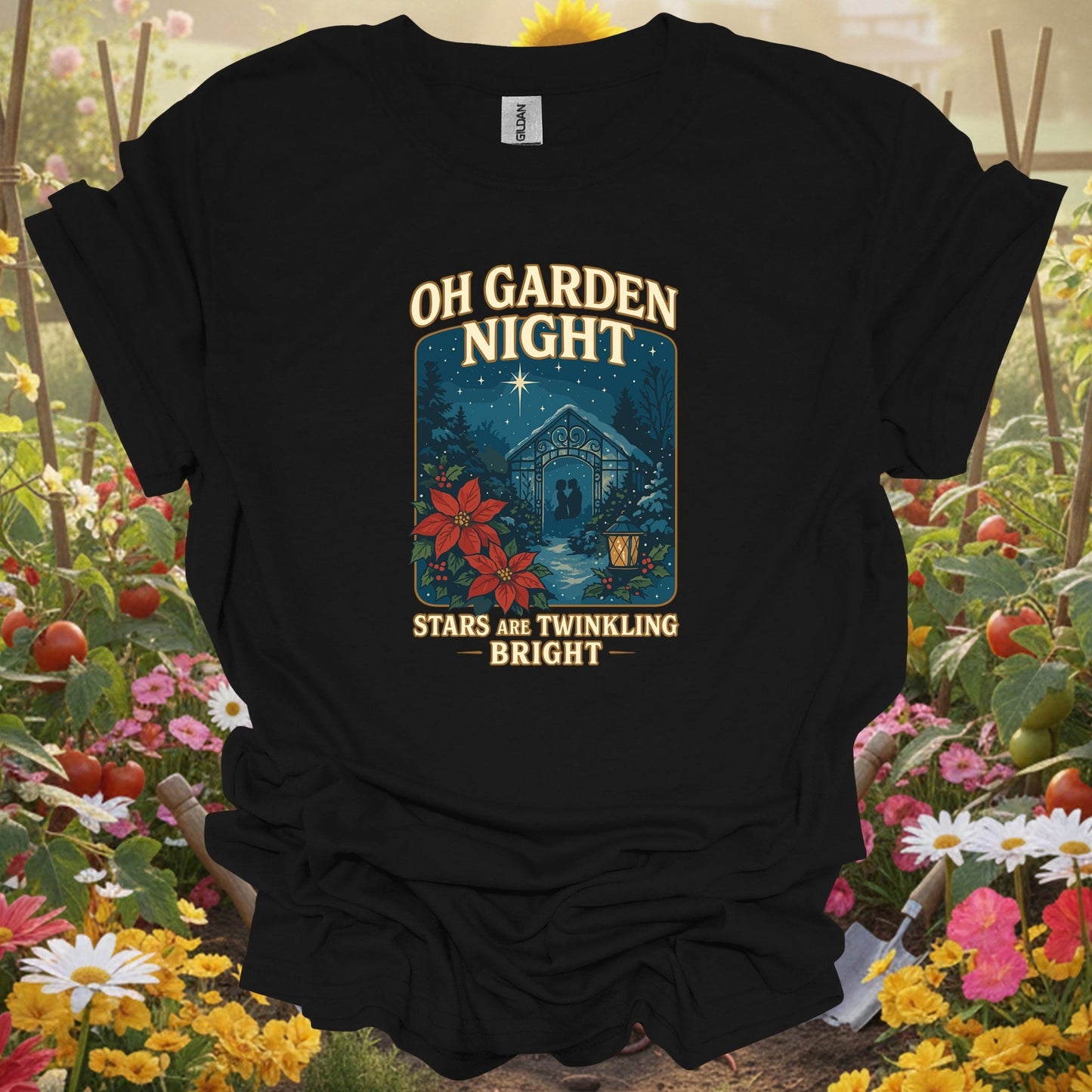 "Oh Garden Night" Romantic Christmas T-Shirt - GardeningTshirts