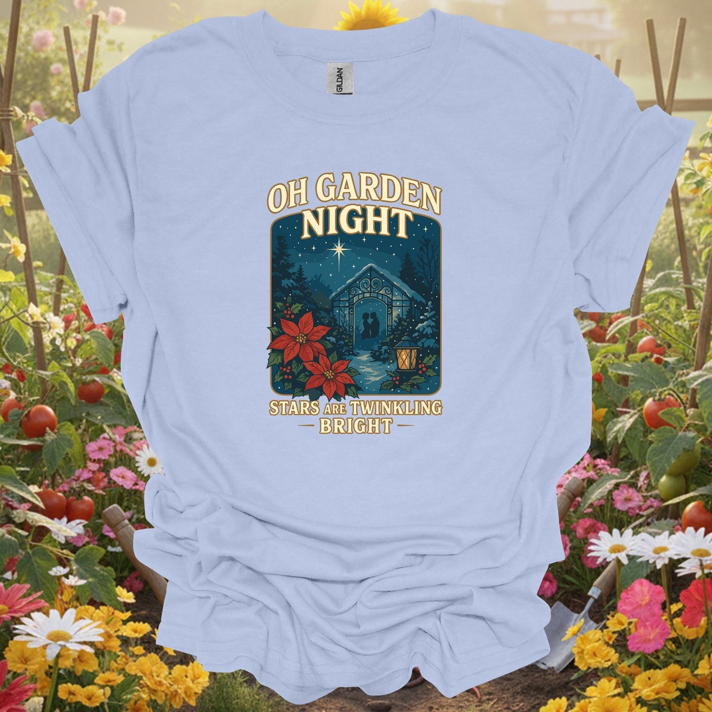 "Oh Garden Night" Romantic Christmas T-Shirt - GardeningTshirts