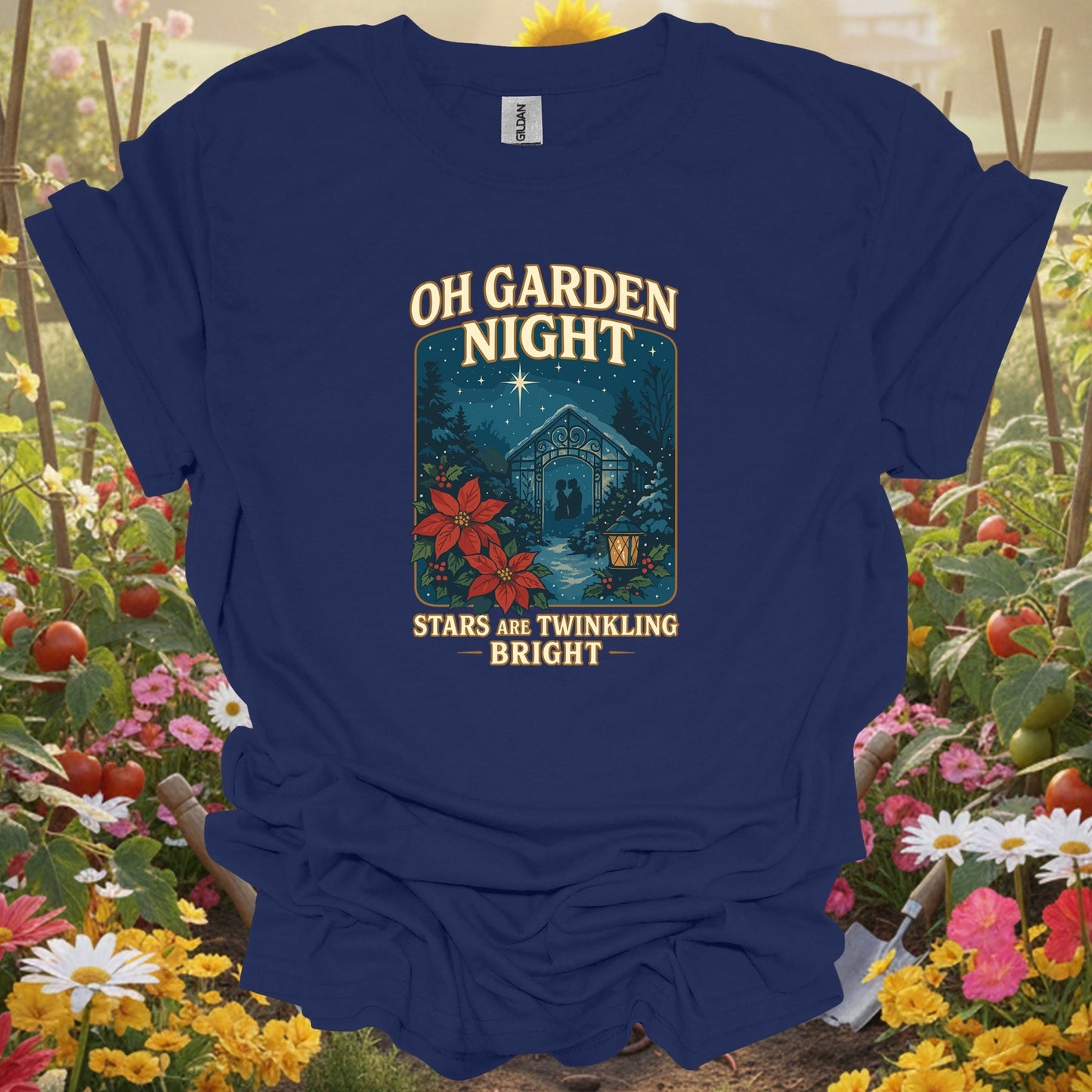 "Oh Garden Night" Romantic Christmas T-Shirt - GardeningTshirts