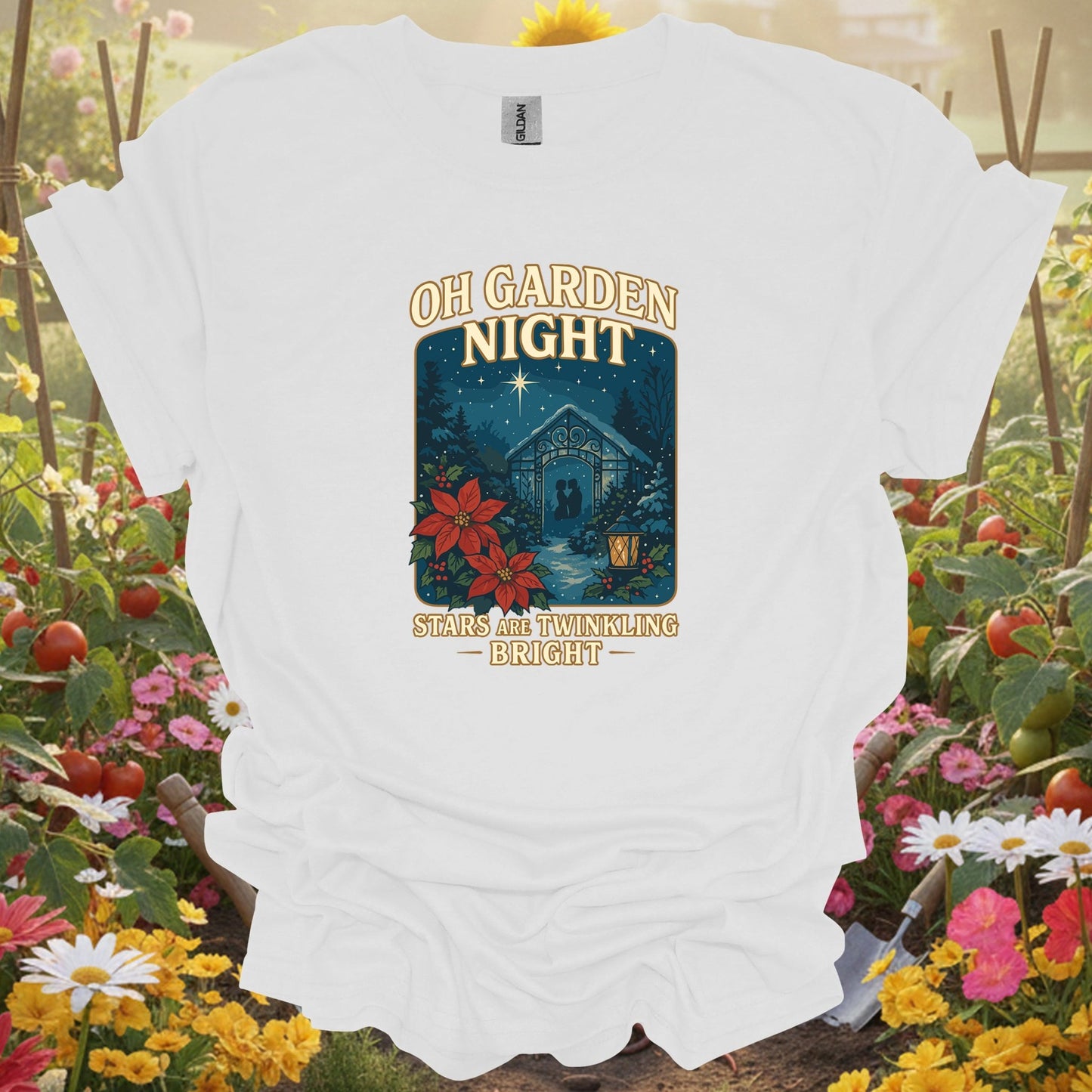 "Oh Garden Night" Romantic Christmas T-Shirt - GardeningTshirts