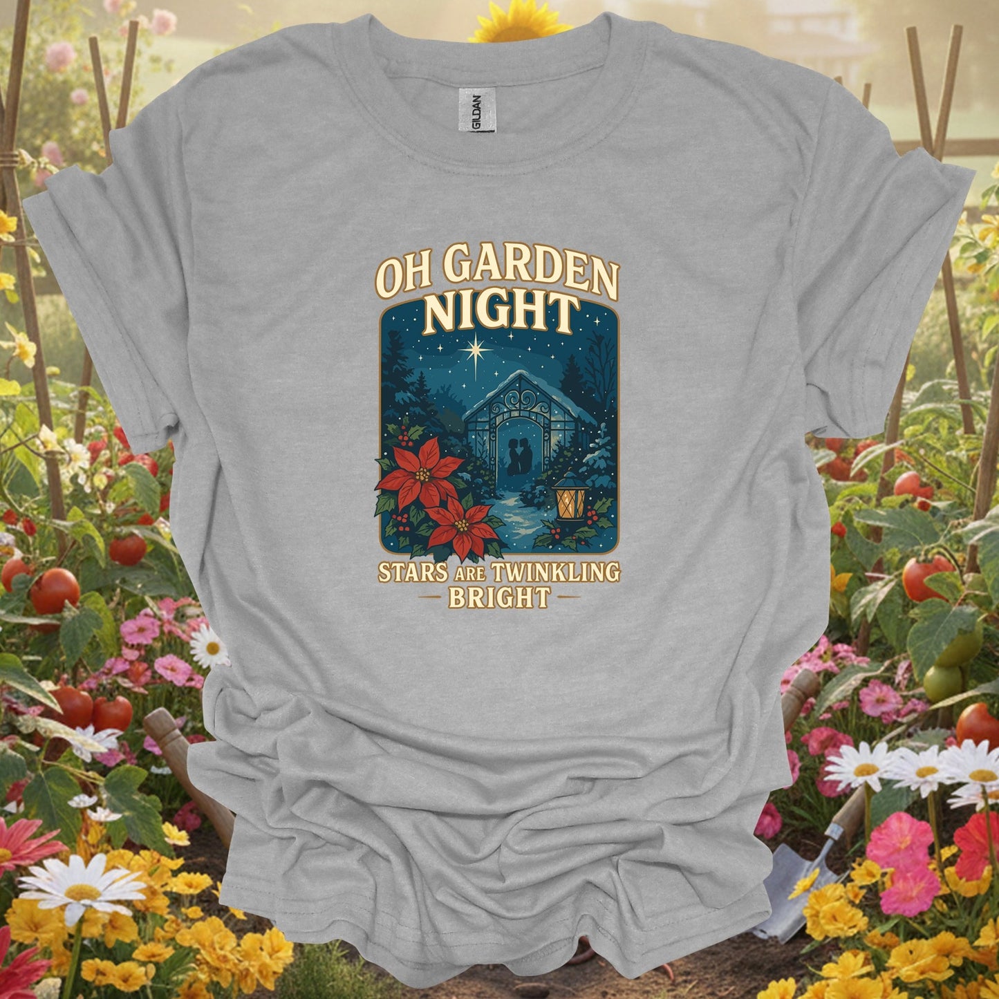 "Oh Garden Night" Romantic Christmas T-Shirt - GardeningTshirts