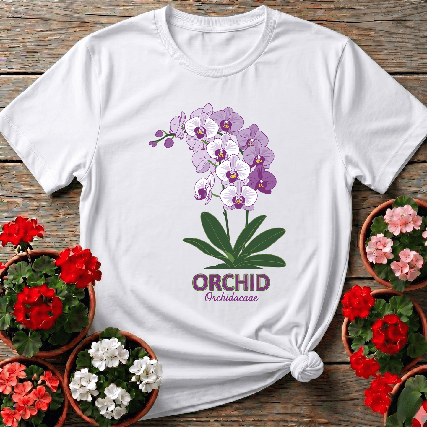 Orchid Orchidacaae Botanical Illustration Gardening Tee - GardeningTshirts