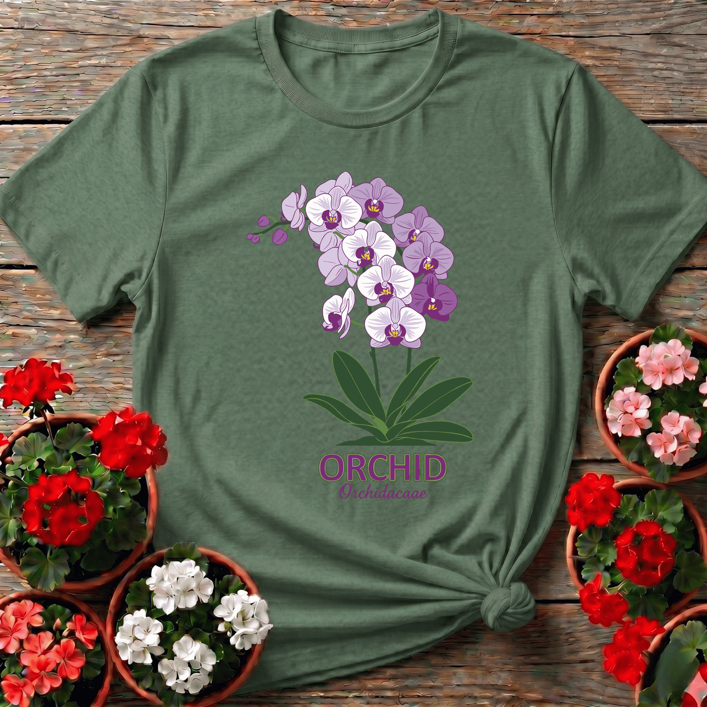 Orchid Orchidacaae Botanical Illustration Gardening Tee - GardeningTshirts