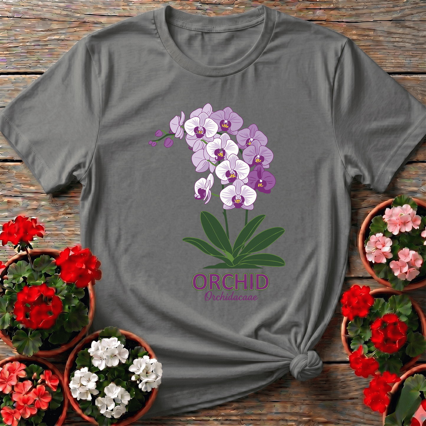 Orchid Orchidacaae Botanical Illustration Gardening Tee - GardeningTshirts