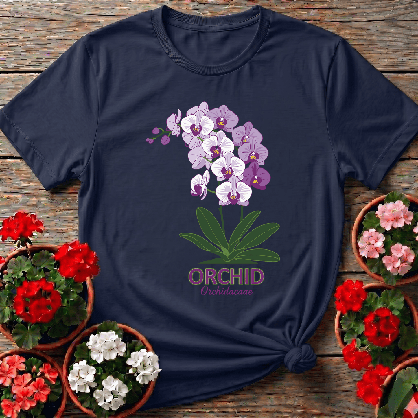 Orchid Orchidacaae Botanical Illustration Gardening Tee - GardeningTshirts