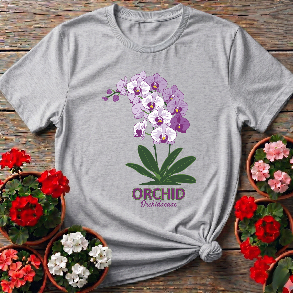 Orchid Orchidacaae Botanical Illustration Gardening Tee - GardeningTshirts