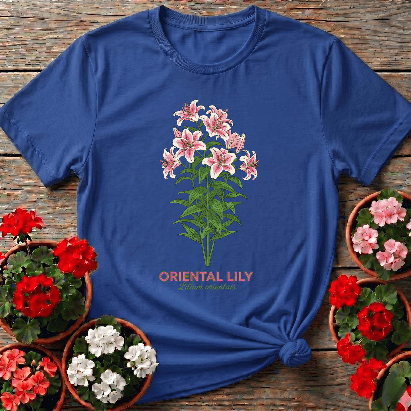 Oriental Lily Botanical Gardening Tee for Flower Lovers - GardeningTshirts