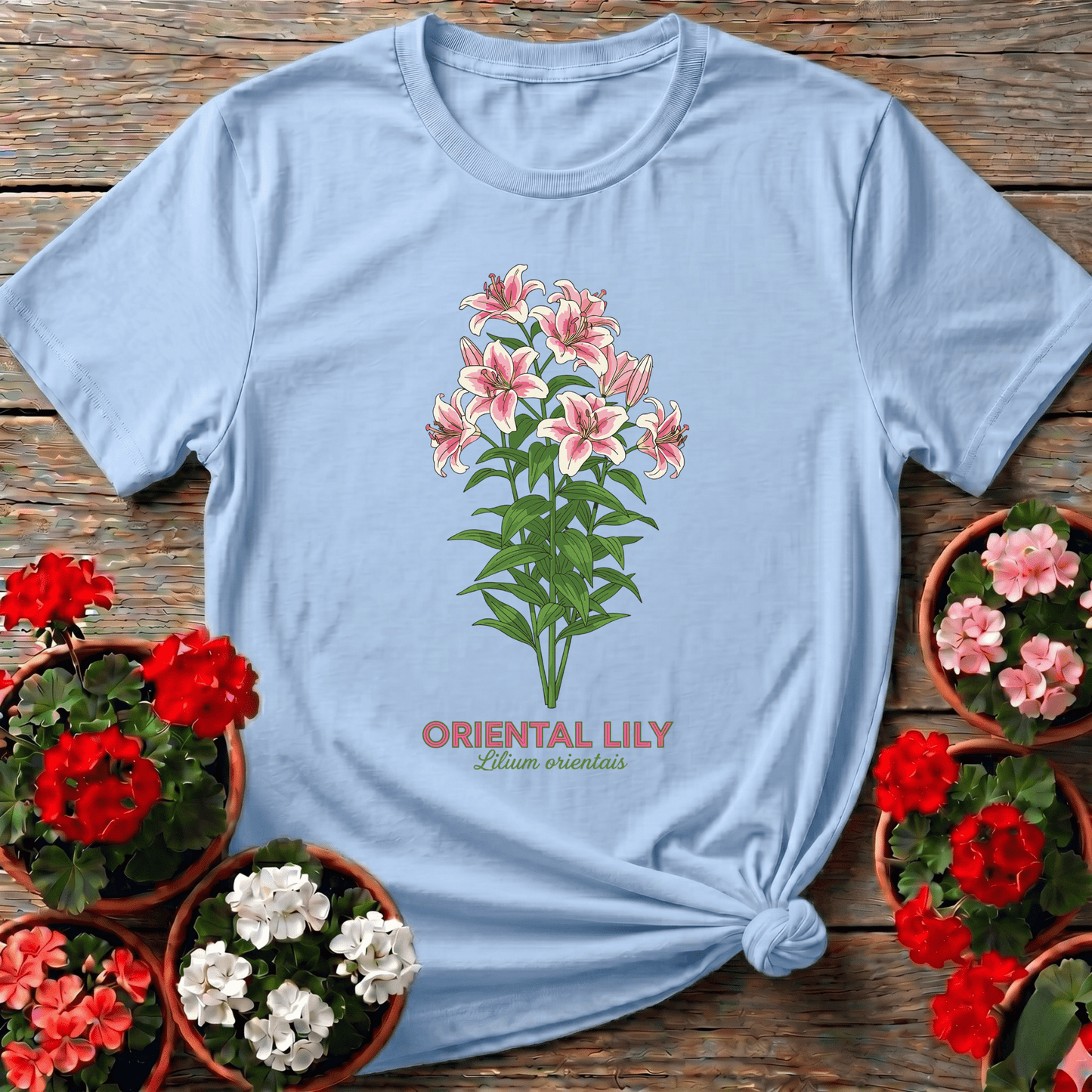 Oriental Lily Botanical Gardening Tee for Flower Lovers - GardeningTshirts