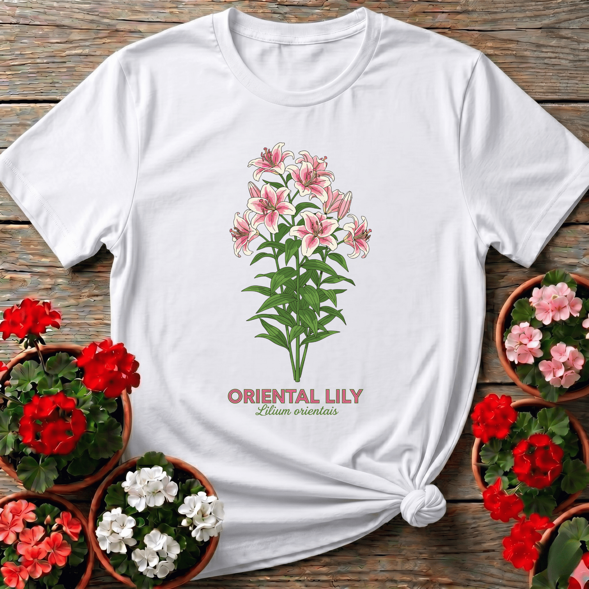 Oriental Lily Botanical Gardening Tee for Flower Lovers - GardeningTshirts