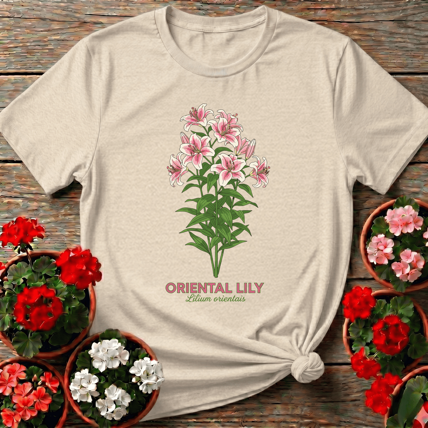 Oriental Lily Botanical Gardening Tee for Flower Lovers - GardeningTshirts
