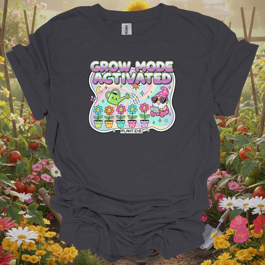 Charcoal tee showing kawaii retro y2k garden gnome graphic for retro enthusiasts