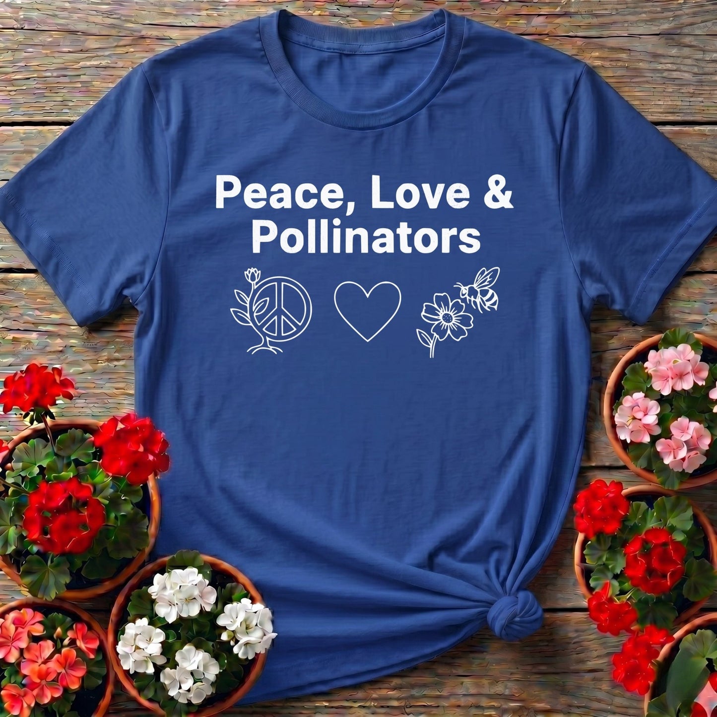 Peace Love and Pollinators T-shirt - GardeningTshirts