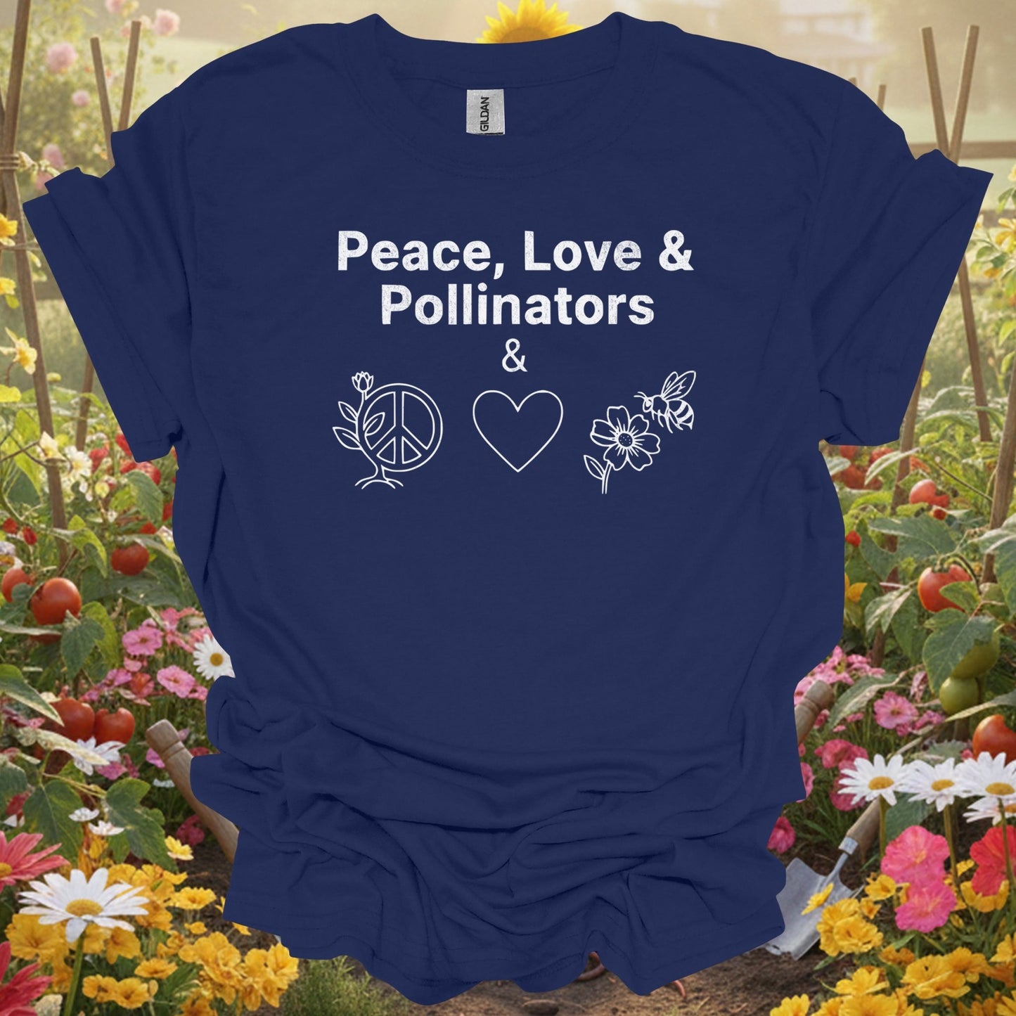 "Peace Love & Pollinators" Gardener T-Shirt - GardeningTshirts