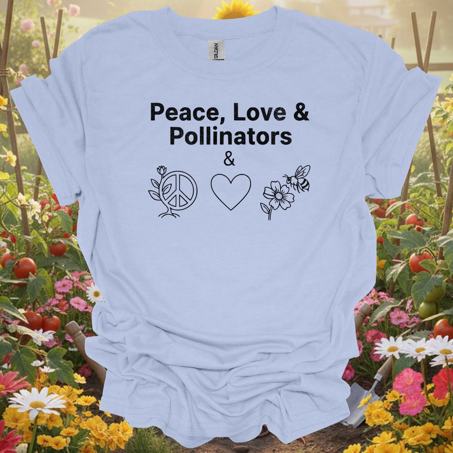"Peace Love & Pollinators" Gardener T-Shirt - GardeningTshirts