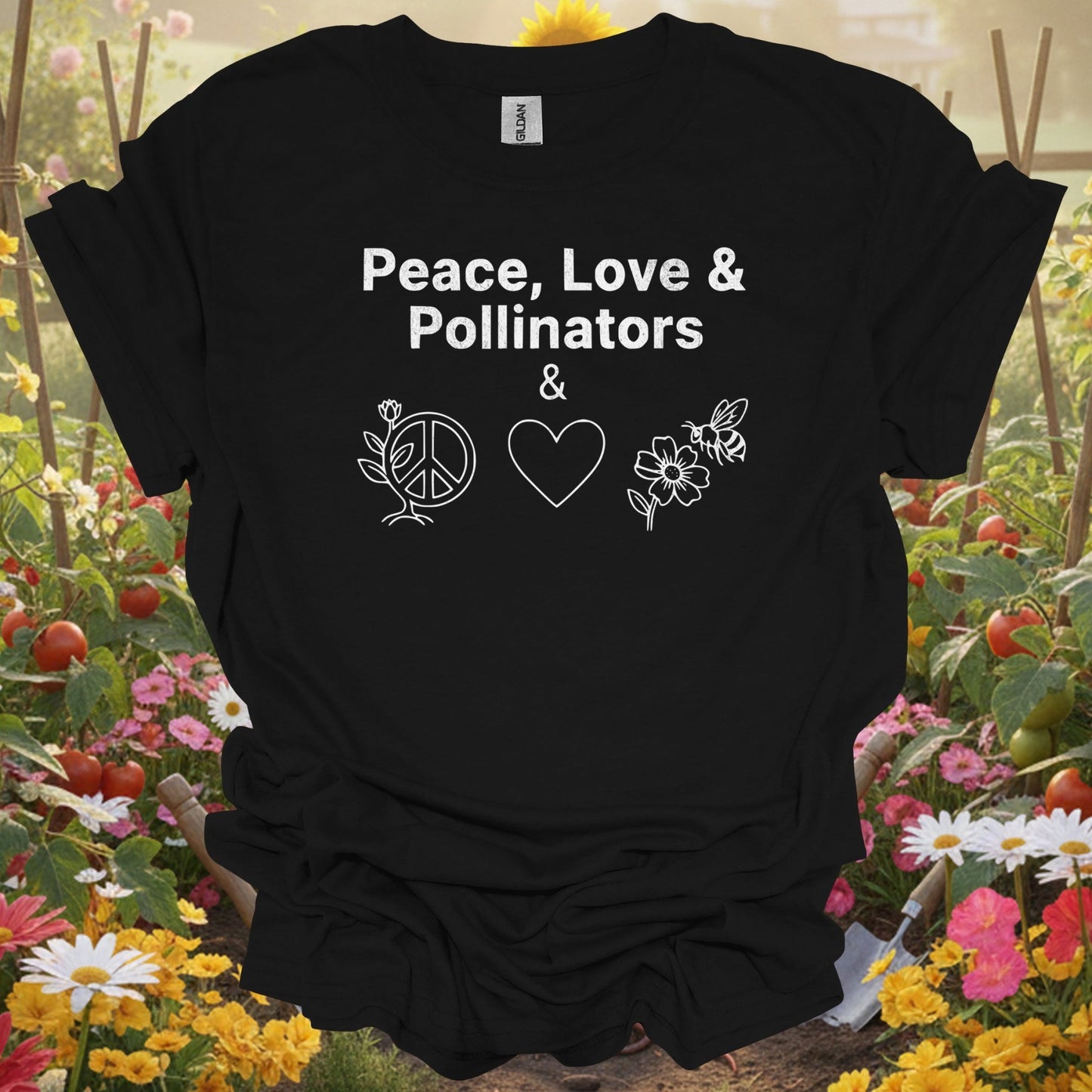 "Peace Love & Pollinators" Gardener T-Shirt - GardeningTshirts