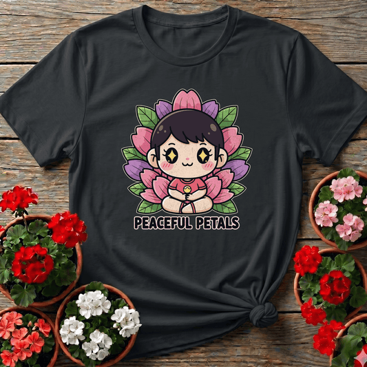 Peaceful Petals Cute Chibi Meditation Garden Tee - GardeningTshirts