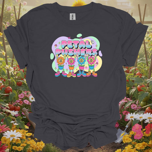 Petal Pushers Vintage Y2K Pastel Aesthetic Dancing Flowers Graphic Tee - GardeningTshirts