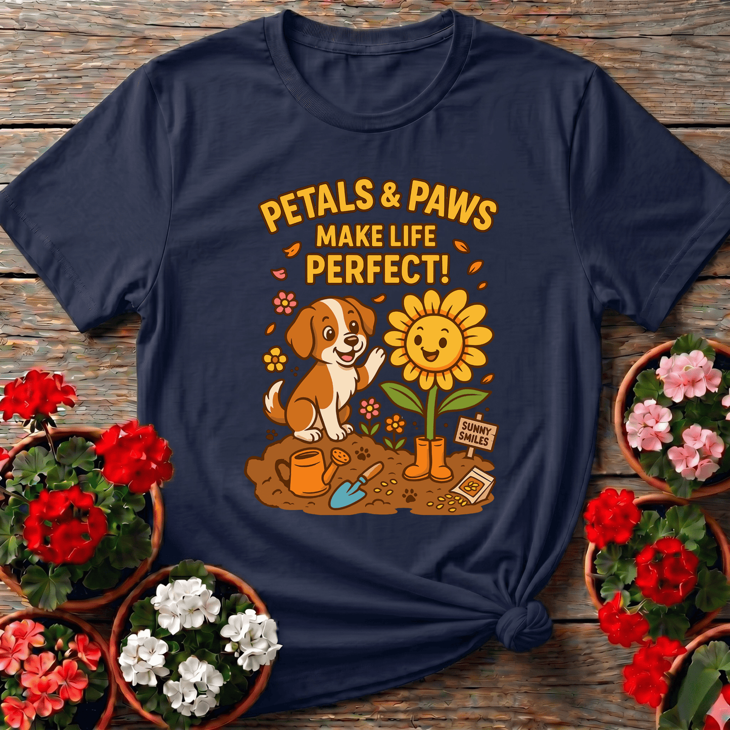 Petals and Paws Make Life Perfect Gardening Tee - GardeningTshirts