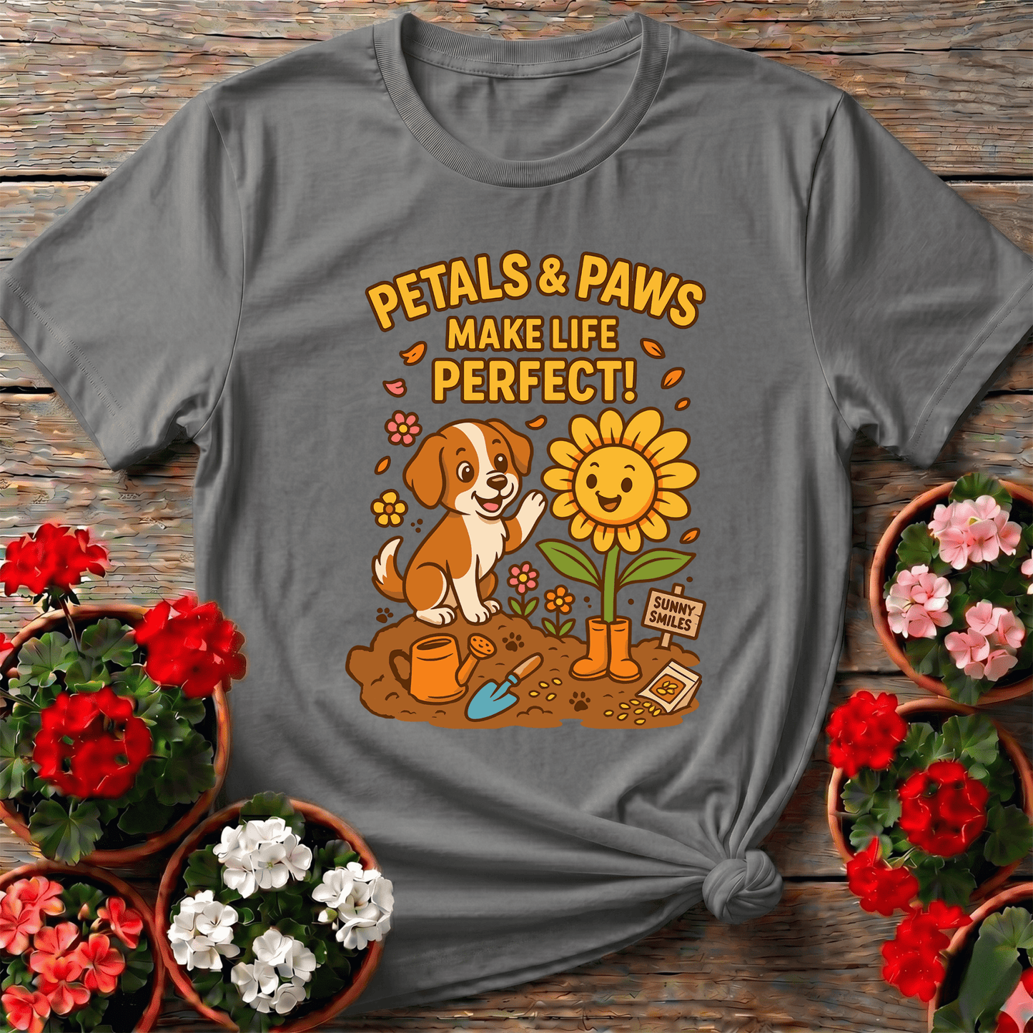 Petals and Paws Make Life Perfect Gardening Tee - GardeningTshirts