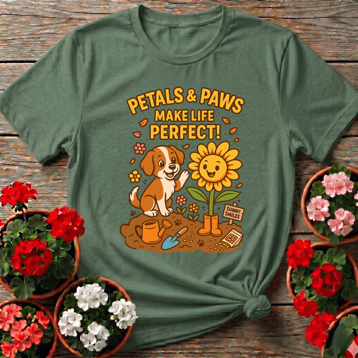 Petals and Paws Make Life Perfect Gardening Tee - GardeningTshirts