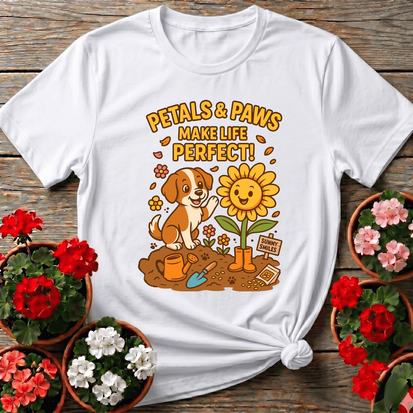 Petals and Paws Make Life Perfect Gardening Tee - GardeningTshirts