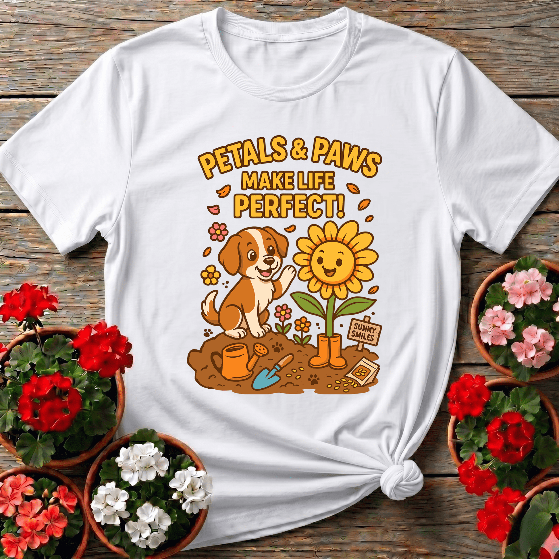 Petals and Paws Make Life Perfect Gardening Tee - GardeningTshirts