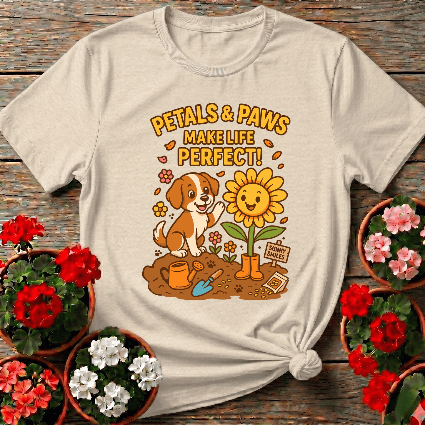 Petals and Paws Make Life Perfect Gardening Tee - GardeningTshirts