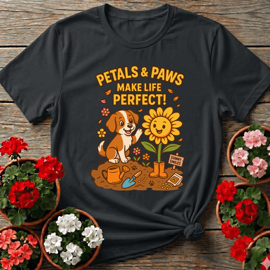 Petals and Paws Make Life Perfect Gardening Tee - GardeningTshirts