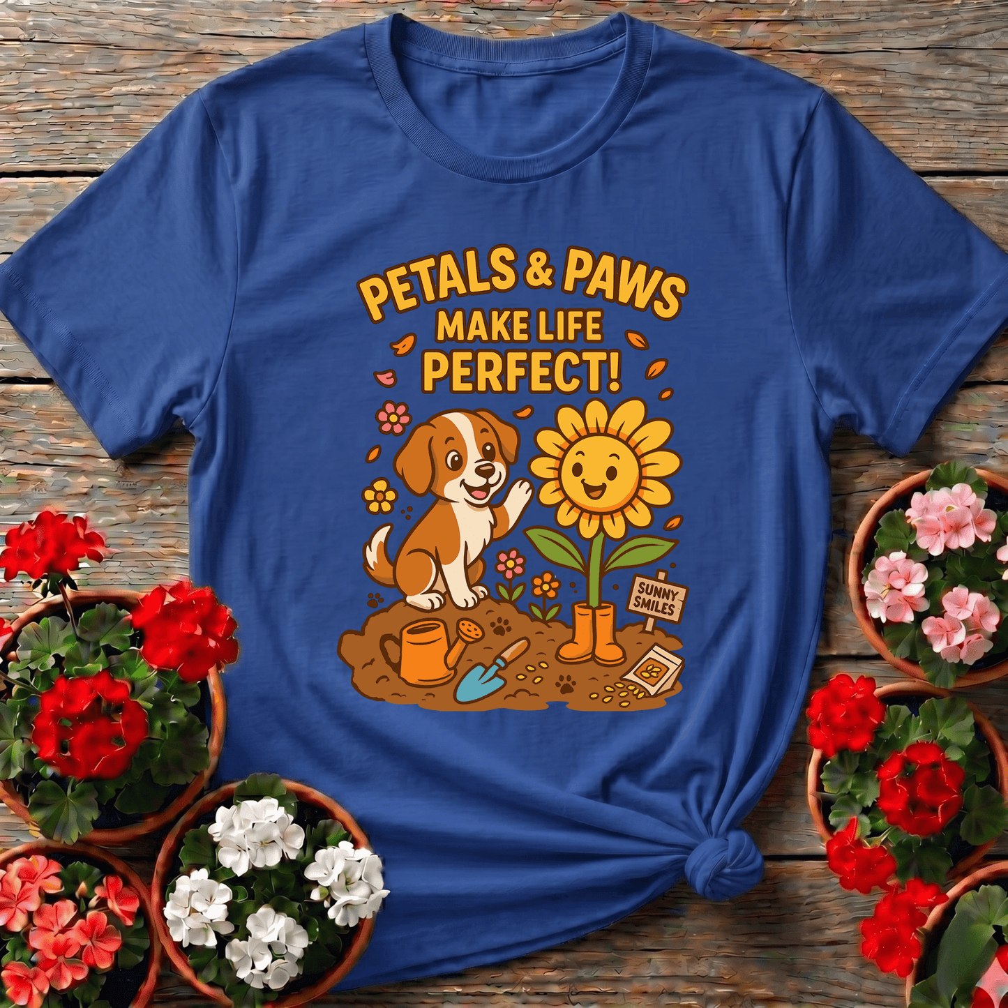 Petals and Paws Make Life Perfect Gardening Tee - GardeningTshirts