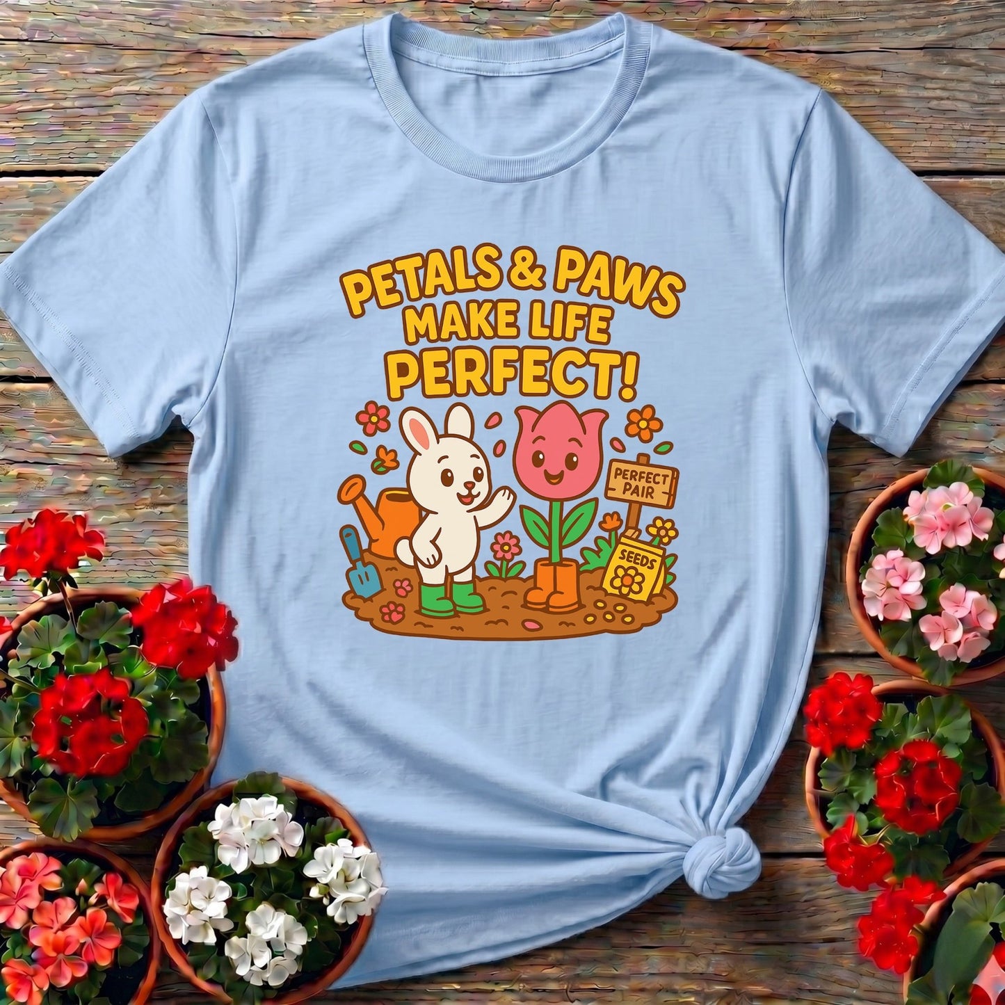 Petals & Paws Make Life Perfect Cute T-shirt - GardeningTshirts