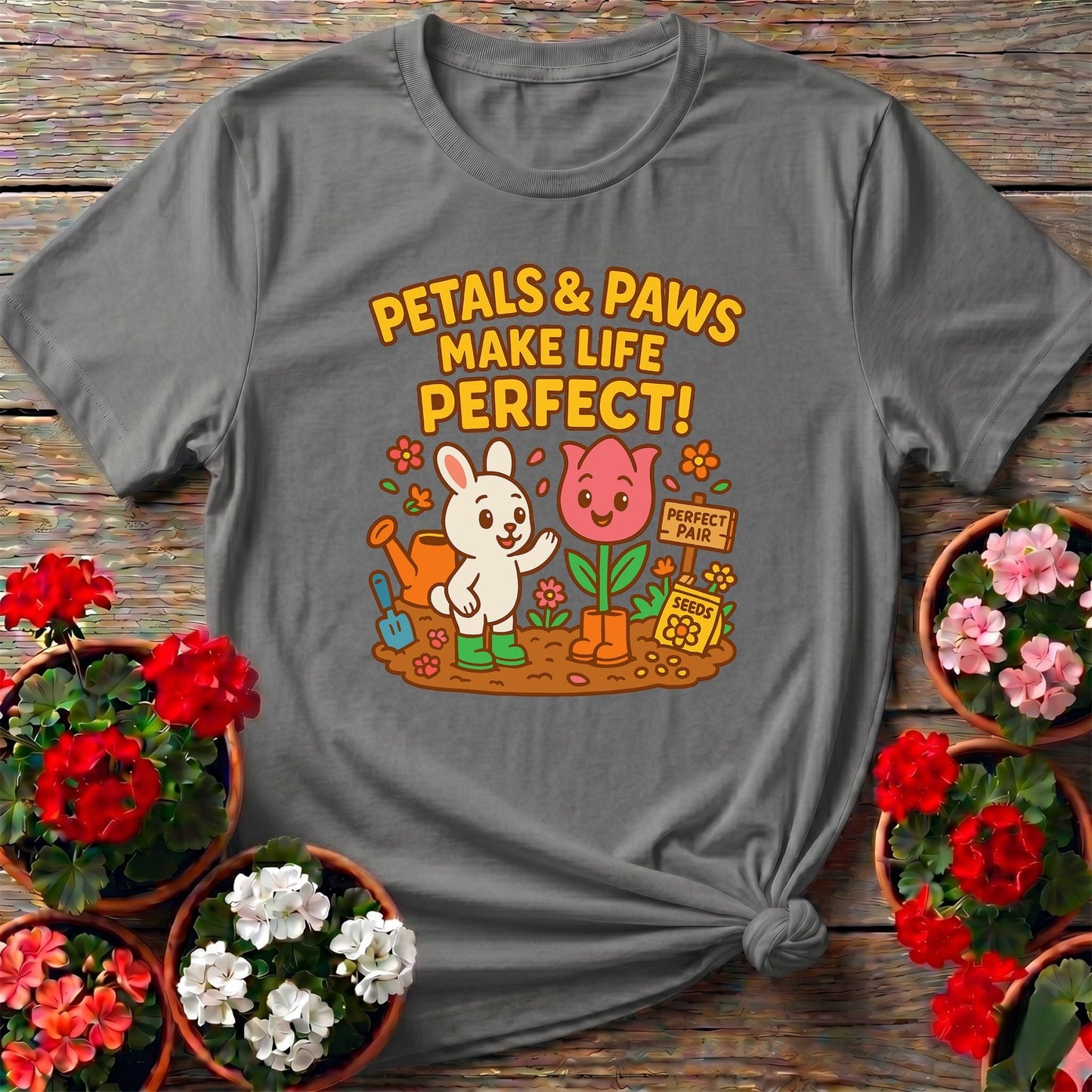 Petals & Paws Make Life Perfect Cute T-shirt - GardeningTshirts