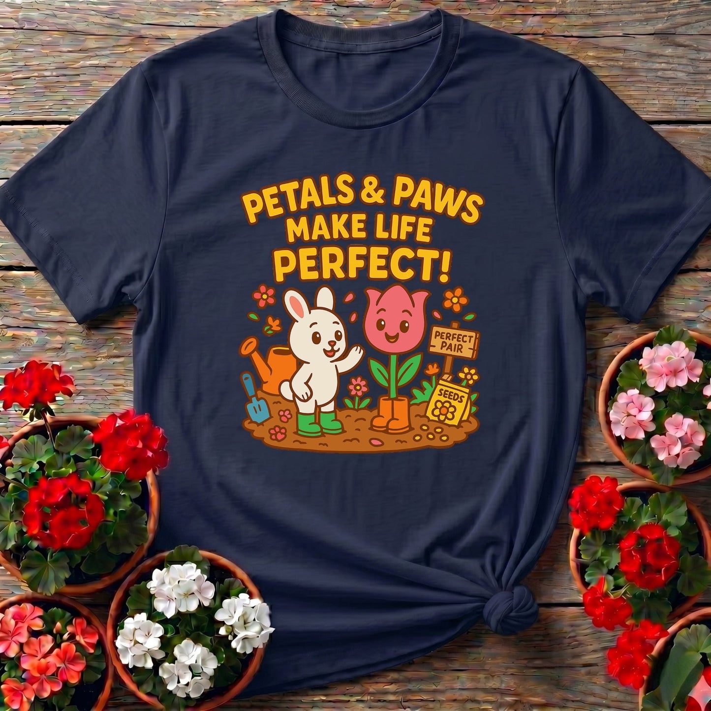 Petals & Paws Make Life Perfect Cute T-shirt - GardeningTshirts