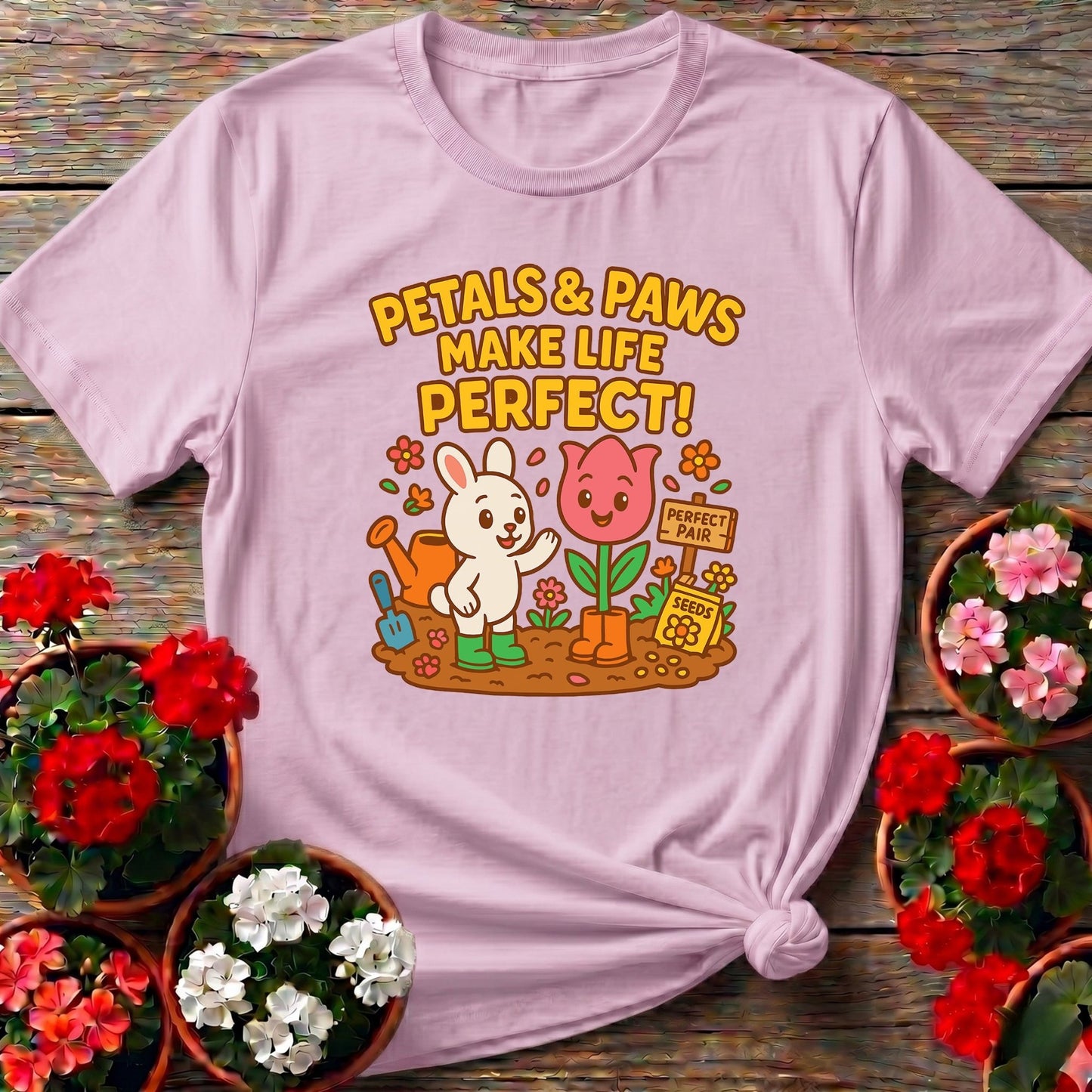 Petals & Paws Make Life Perfect Cute T-shirt - GardeningTshirts