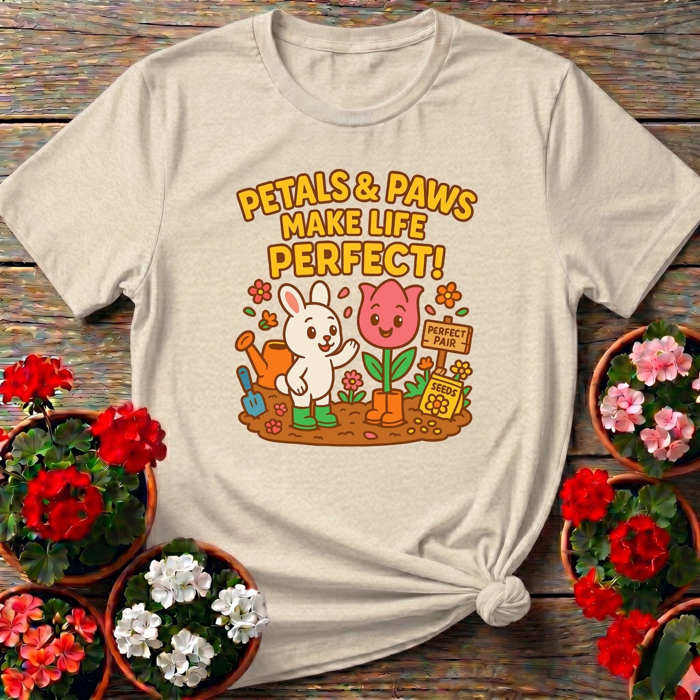 Petals & Paws Make Life Perfect Cute T-shirt - GardeningTshirts