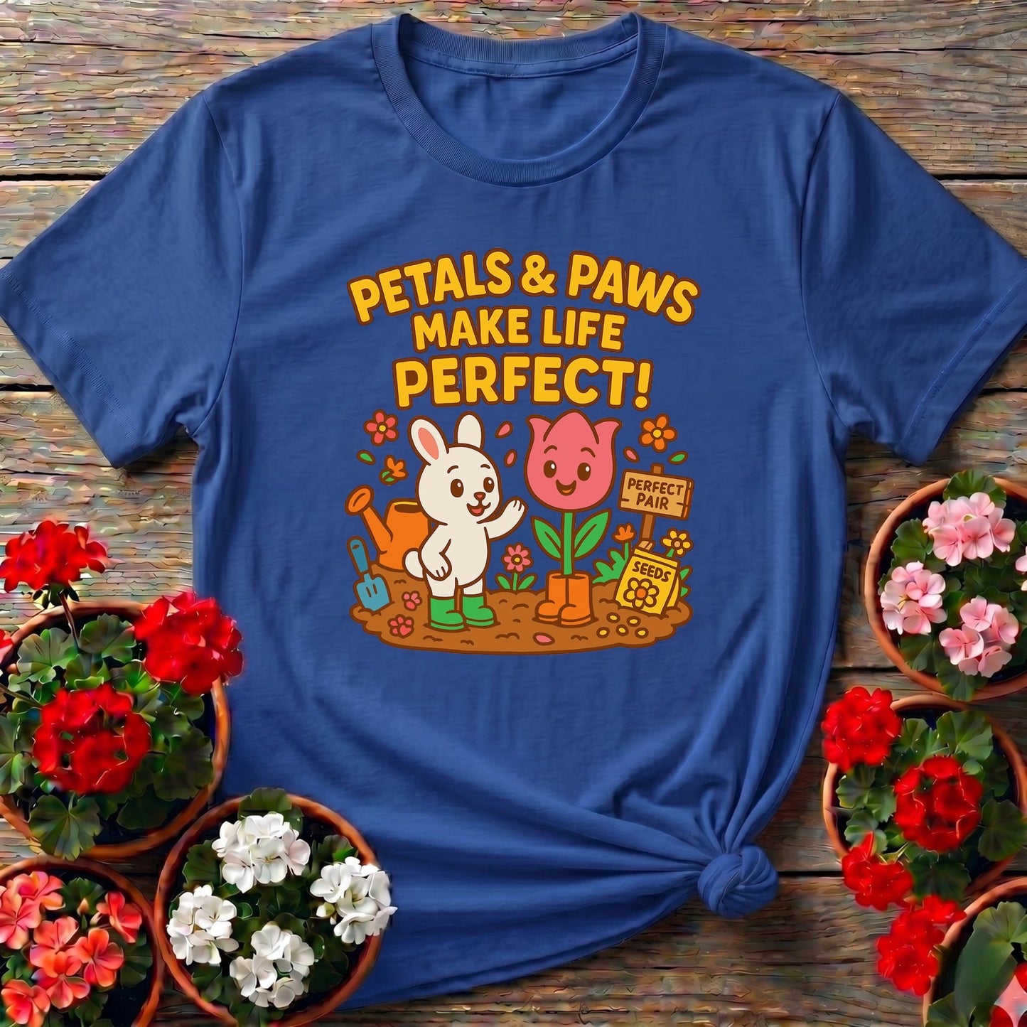 Petals & Paws Make Life Perfect Cute T-shirt - GardeningTshirts