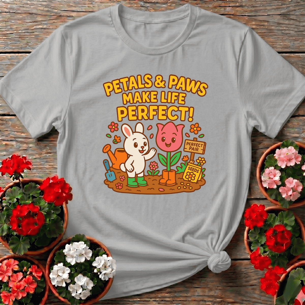 Petals & Paws Make Life Perfect Cute T-shirt - GardeningTshirts