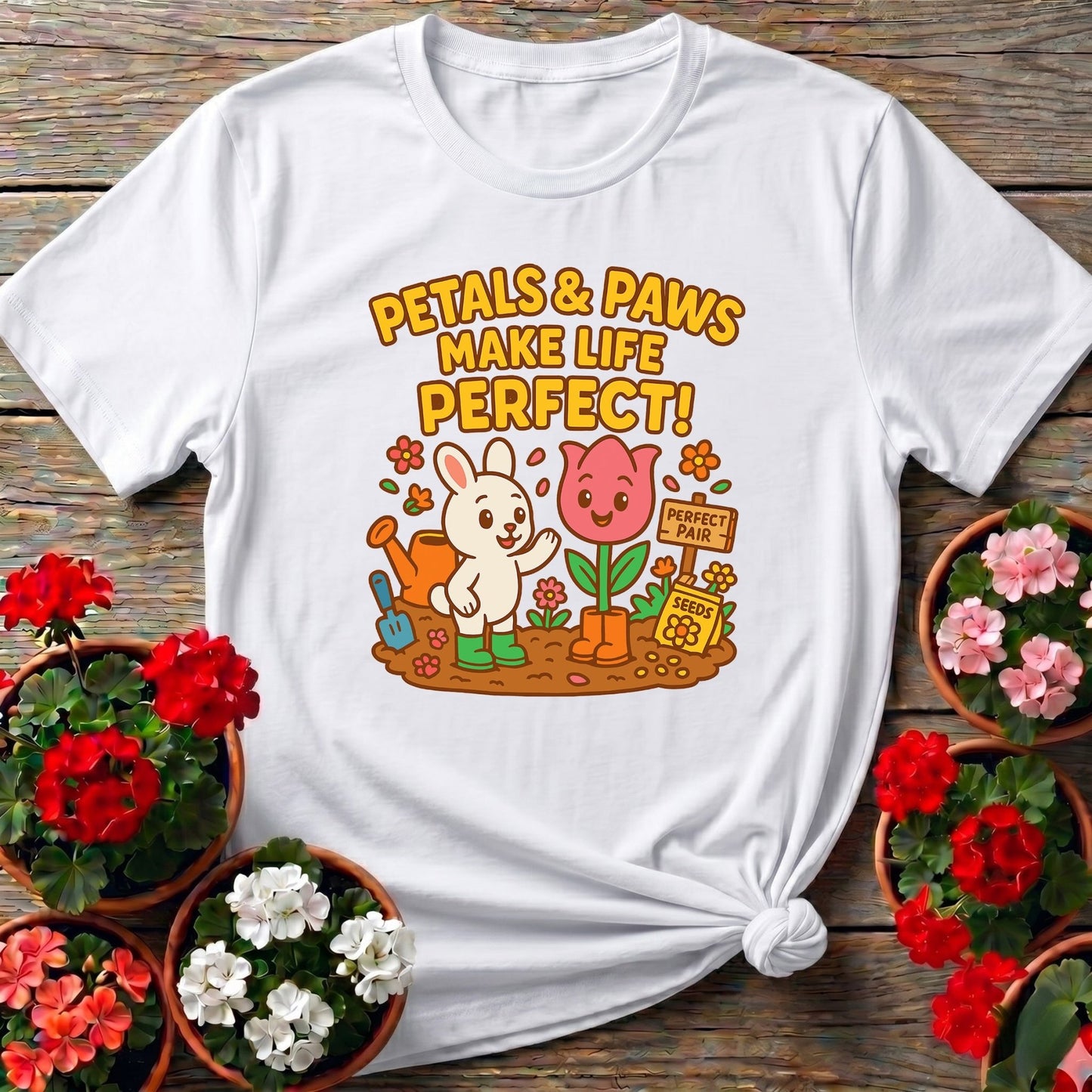 Petals & Paws Make Life Perfect Cute T-shirt - GardeningTshirts