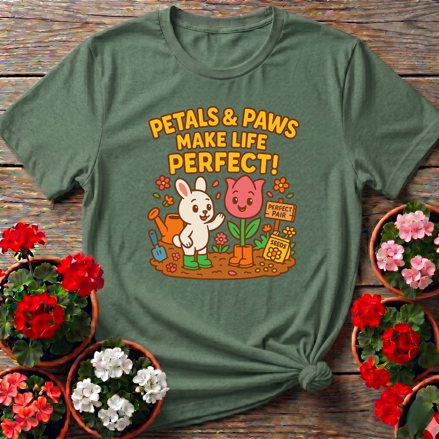 Petals & Paws Make Life Perfect Cute T-shirt - GardeningTshirts