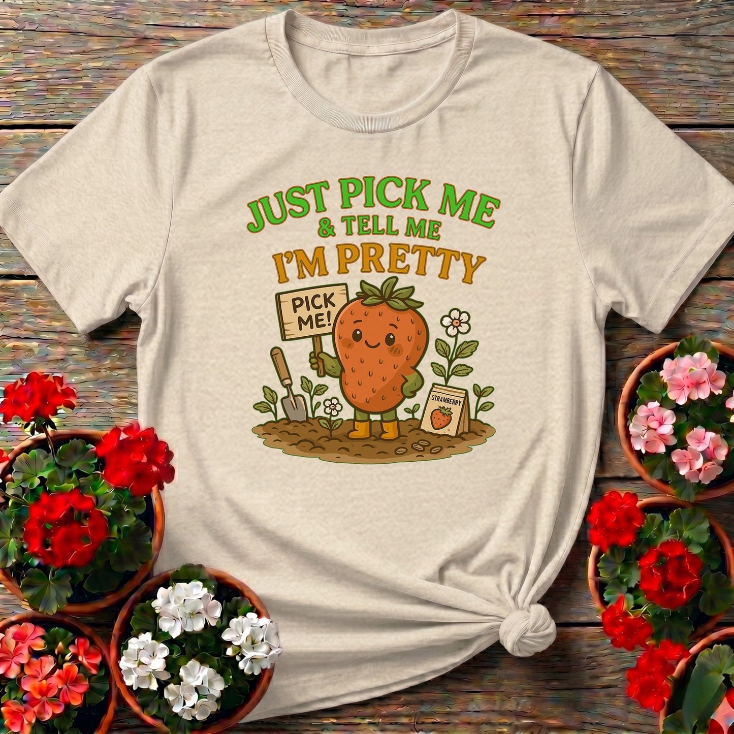 Pick Me I'm Pretty Cute Strawberry T-shirt - GardeningTshirts