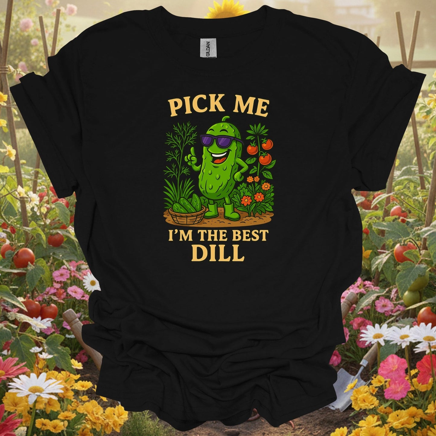 Black shirt showing pick me im the best dill funny pickle for outdoor enthusiasts