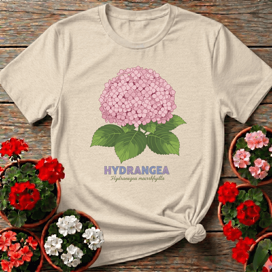 Pink Hydrangea Botanical Illustration Gardening T-Shirt - GardeningTshirts
